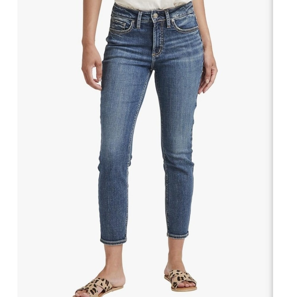 Silver Jeans Co Suki Skinny Crop Medium Wash Curvy Fit Denim W26 L26